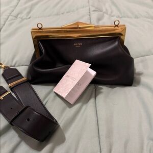 Jimmy Choo Elegant Black Clutch with Gold Accents